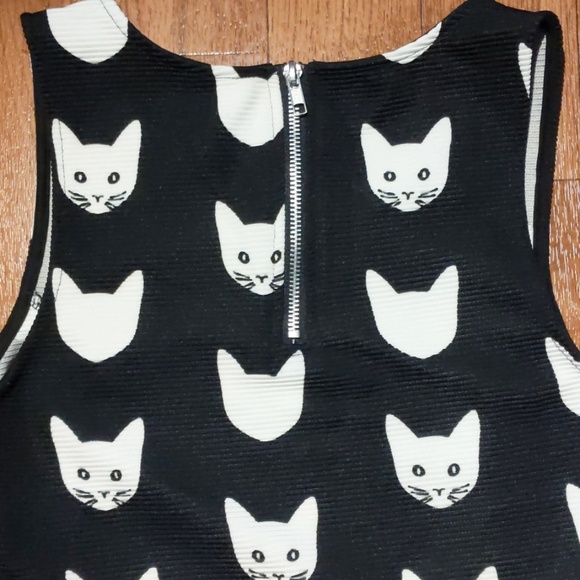 (H&M) Black Cat Mini Skater Dress - Picture 5 of 5